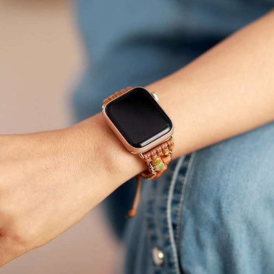 Bracelet Apple Watch ethnique avec pierres naturelles de jaspe