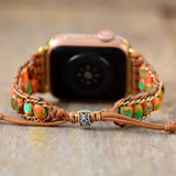 Bracelet Apple Watch ethnique avec pierres naturelles de jaspe