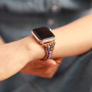 Bracelet Apple Watch ethnique avec pierres naturelles de jaspe