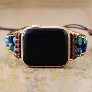 Bracelet Apple Watch ethnique avec pierres naturelles de jaspe