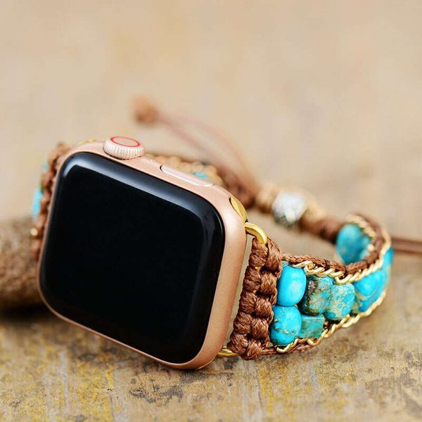 Bracelet Apple Watch ethnique avec pierres naturelles de jaspe