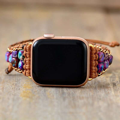 Bracelet Apple Watch ethnique avec pierres naturelles de jaspe