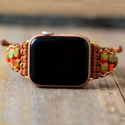 Bracelet Apple Watch ethnique avec pierres naturelles de jaspe