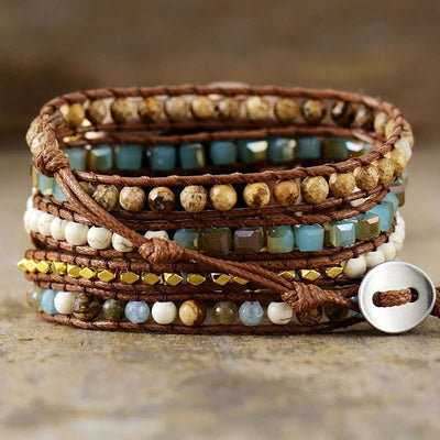 Bracelet Apple Watch exotique avec jaspe, howlite et jade (5 tours)