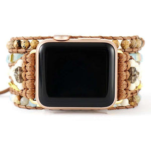 Bracelet Apple Watch exotique avec jaspe, howlite et jade (5 tours)