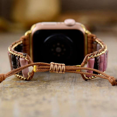 Bracelet Apple Watch avec pierres en aventurine ou rhodonite