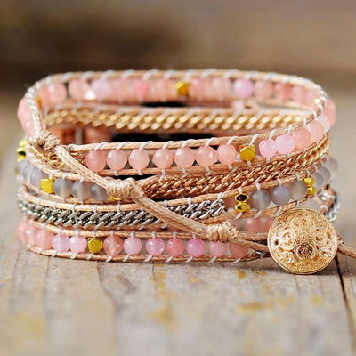 Bracelet Apple Watch Rose avec pierres de jade