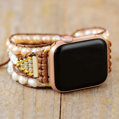 Bracelet Apple Watch avec perles d'eau douce