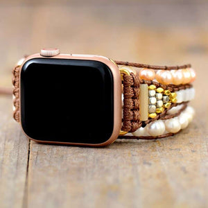 Bracelet Apple Watch avec perles d'eau douce