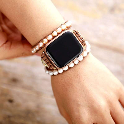 Bracelet Apple Watch avec perles d'eau douce