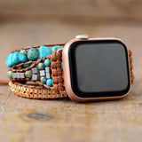 Bracelet Apple Watch avec pierres de jaspe turquoise