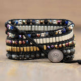 Bracelet Apple Watch en pierres de lave et labradorite
