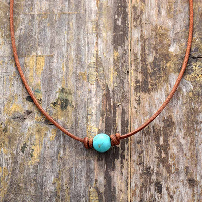 Collier perle en pierre Turquoise, Quartz rose ou Howlite