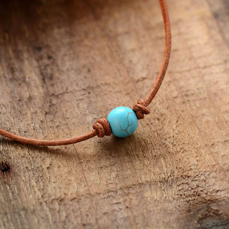 Collier perle en pierre Turquoise, Quartz rose ou Howlite