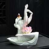 Brûleur d'encens Main de Bouddha avec Lotus