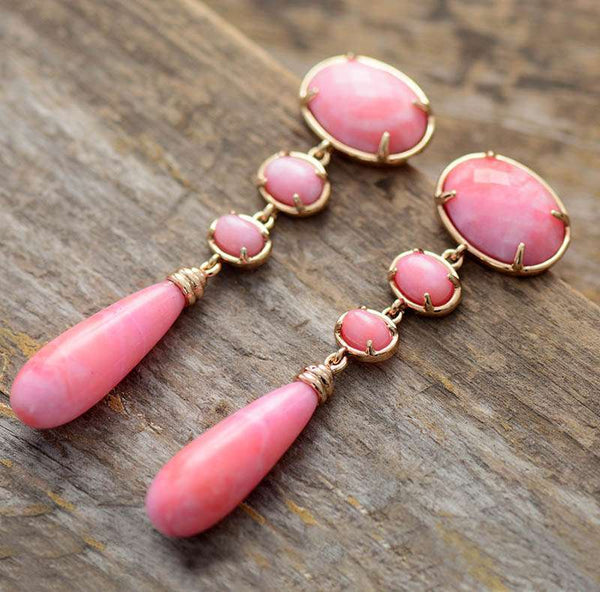 Boucles d'oreilles en Jade Rose