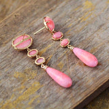 Boucles d'oreilles en Jade Rose