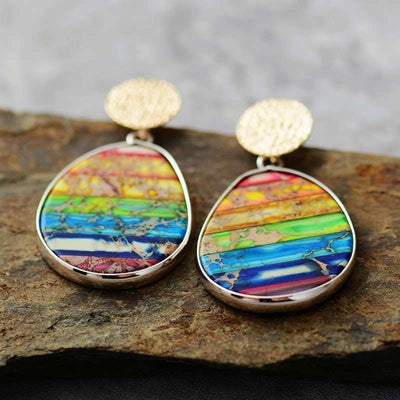 Boucles d'oreilles "Stabilité des 7 chakras" avec des pierres naturelles