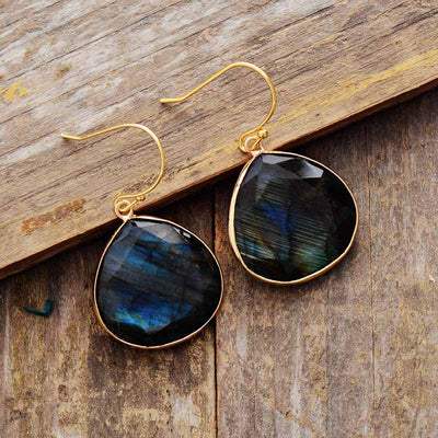 Boucles d’oreilles pendantes en Labradorite