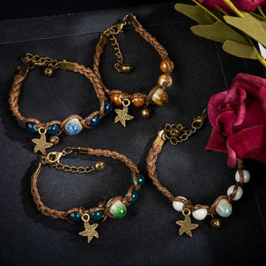 Bracelet avec perles en Céramique peintes à la main