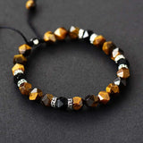 Pulsera bohemia unisex con piedras naturales de Onyx negro y Oeil de tigre