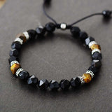 Pulsera bohemia unisex con piedras naturales de Onyx negro y Oeil de tigre