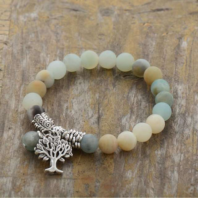 Bracelet arbre de vie en Howlite, Quartz rose ou Amazonite