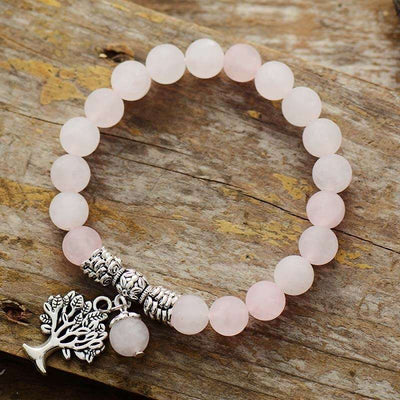 Bracelet arbre de vie en Howlite, Quartz rose ou Amazonite