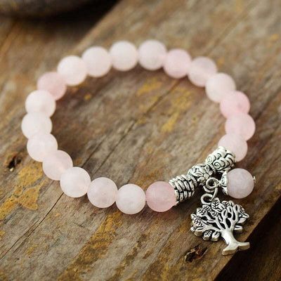 Bracelet arbre de vie en Howlite, Quartz rose ou Amazonite
