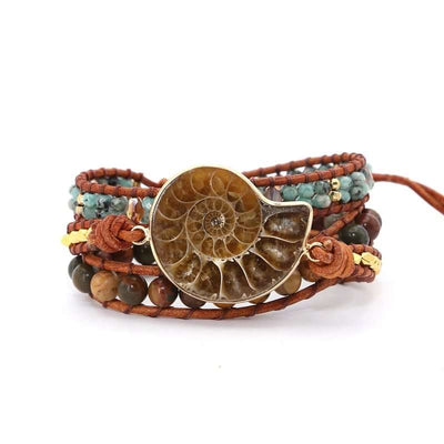 Bracelet en fossile d'Ammonite et pierres naturelles