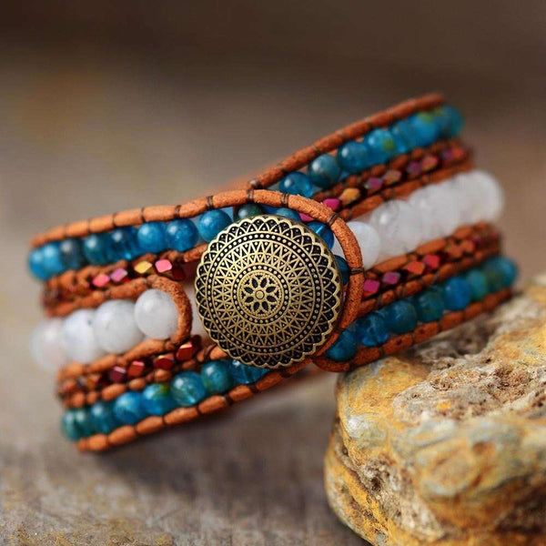 Pulsera del pleno bienestar psicológico con piedra lunar y apatita