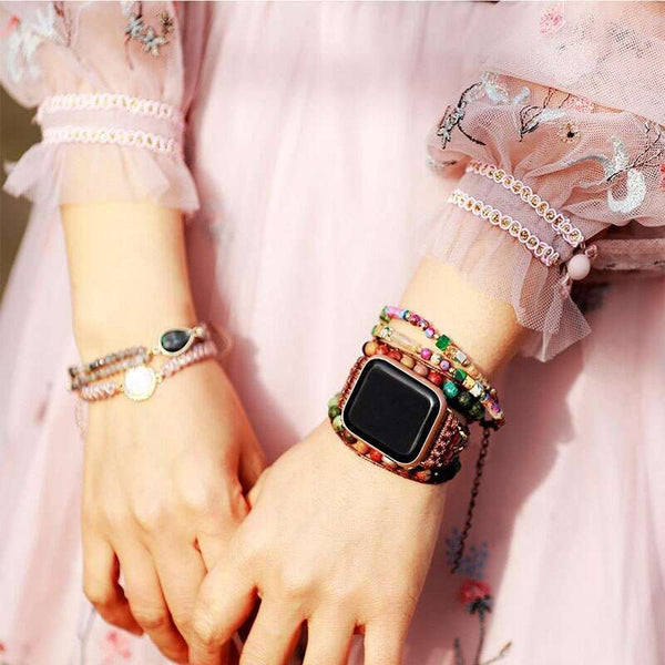 Bracelet romantique vintage avec un mélange de pierres naturelles