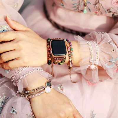 Bracelet romantique vintage avec un mélange de pierres naturelles