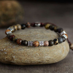 Bracelet tibétain avec des pierres de Jaspe naturel