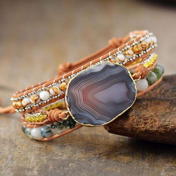 Bracelet du sixième chakra en agate du Botswana