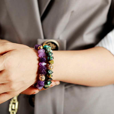 Bracelet breloque en améthyste, lapis-lazuli ou turquoise africaine