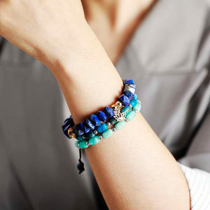 Bracelet breloque en améthyste, lapis-lazuli ou turquoise africaine