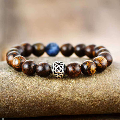 Pulsera unisex con cuentas tibetanas de piedras medicinales de broncita